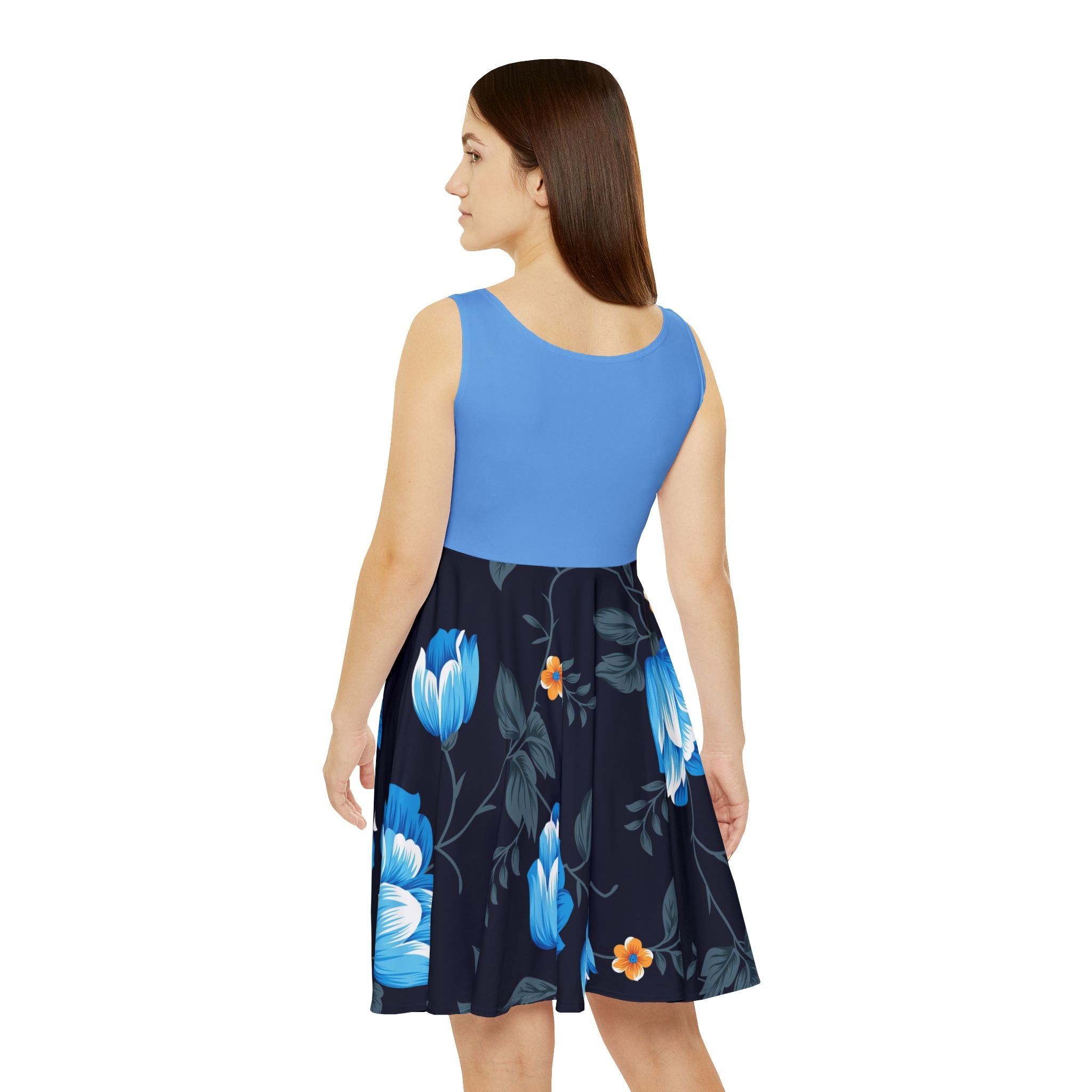 Women's Skater Dress - Blue Flowers