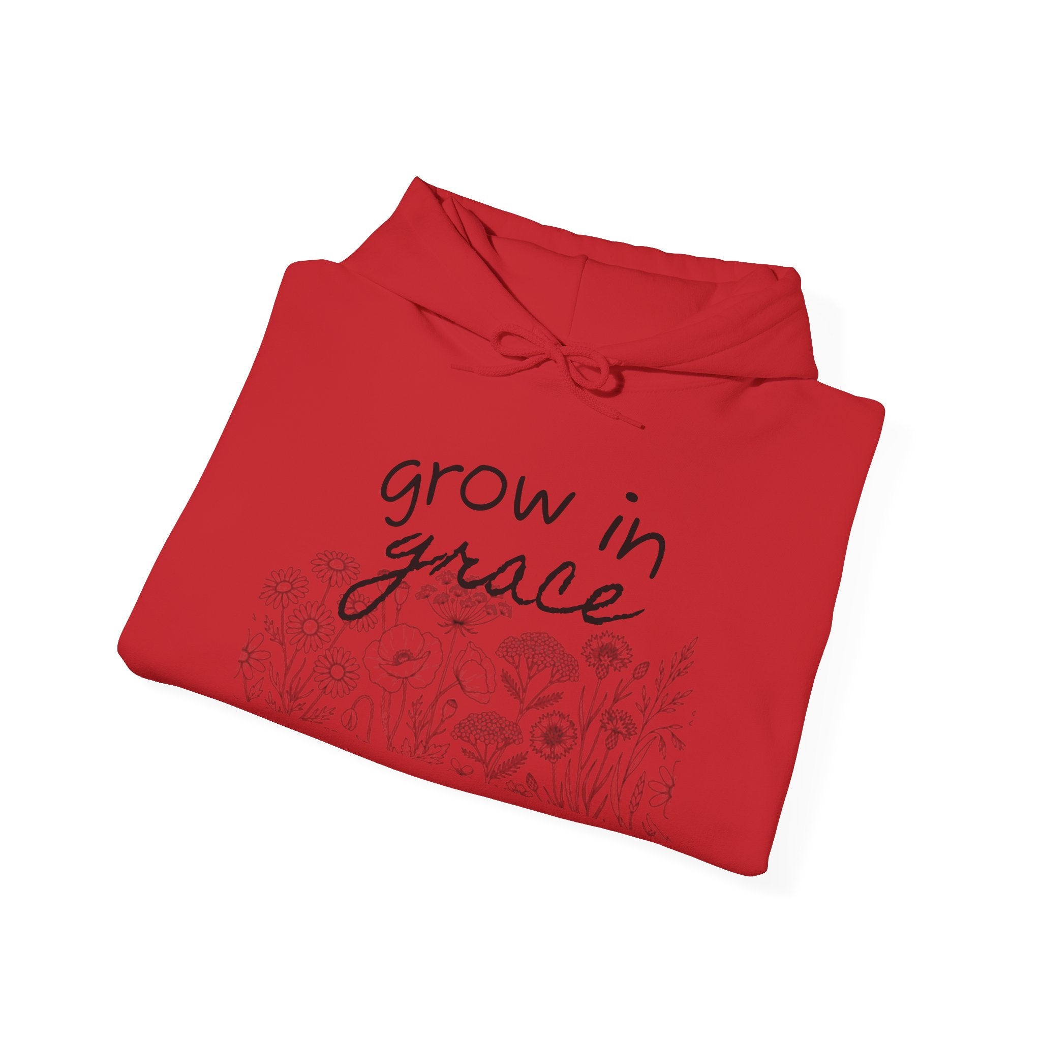 Grow In Grace Floral Hoodie — Inspirational Garden Graphic Sweatshirt