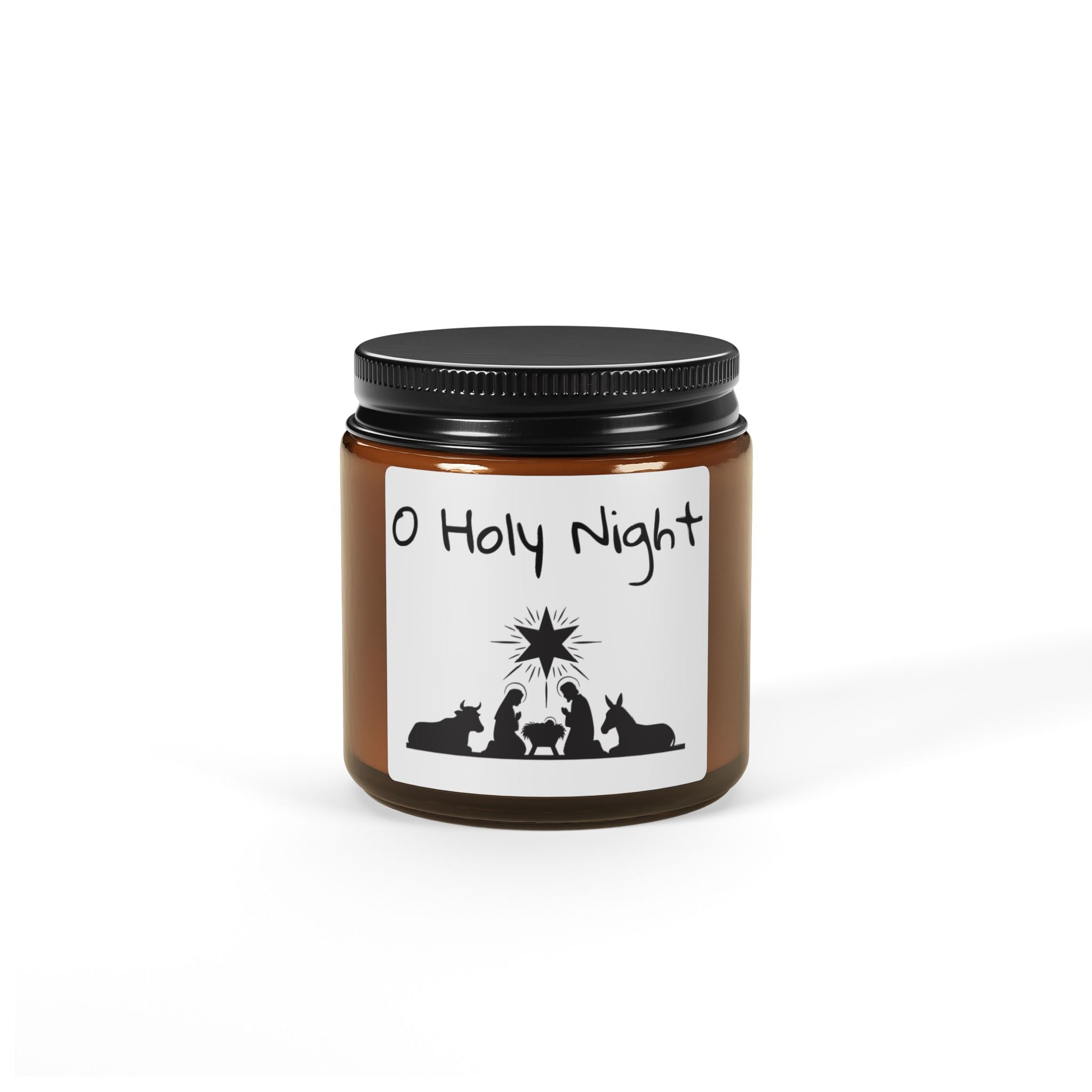 Christmas Warmth Scented Soy Candle (Multi-Size, Amber Jar) - O Holy Night