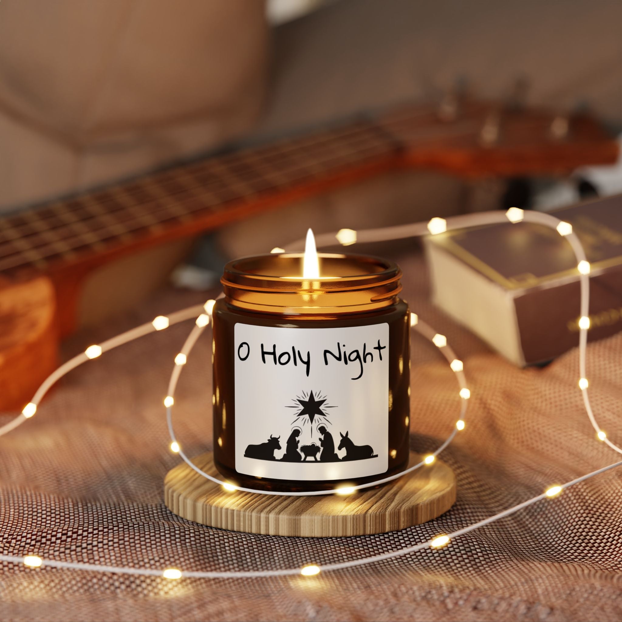 Christmas Warmth Scented Soy Candle (Multi-Size, Amber Jar) - O Holy Night