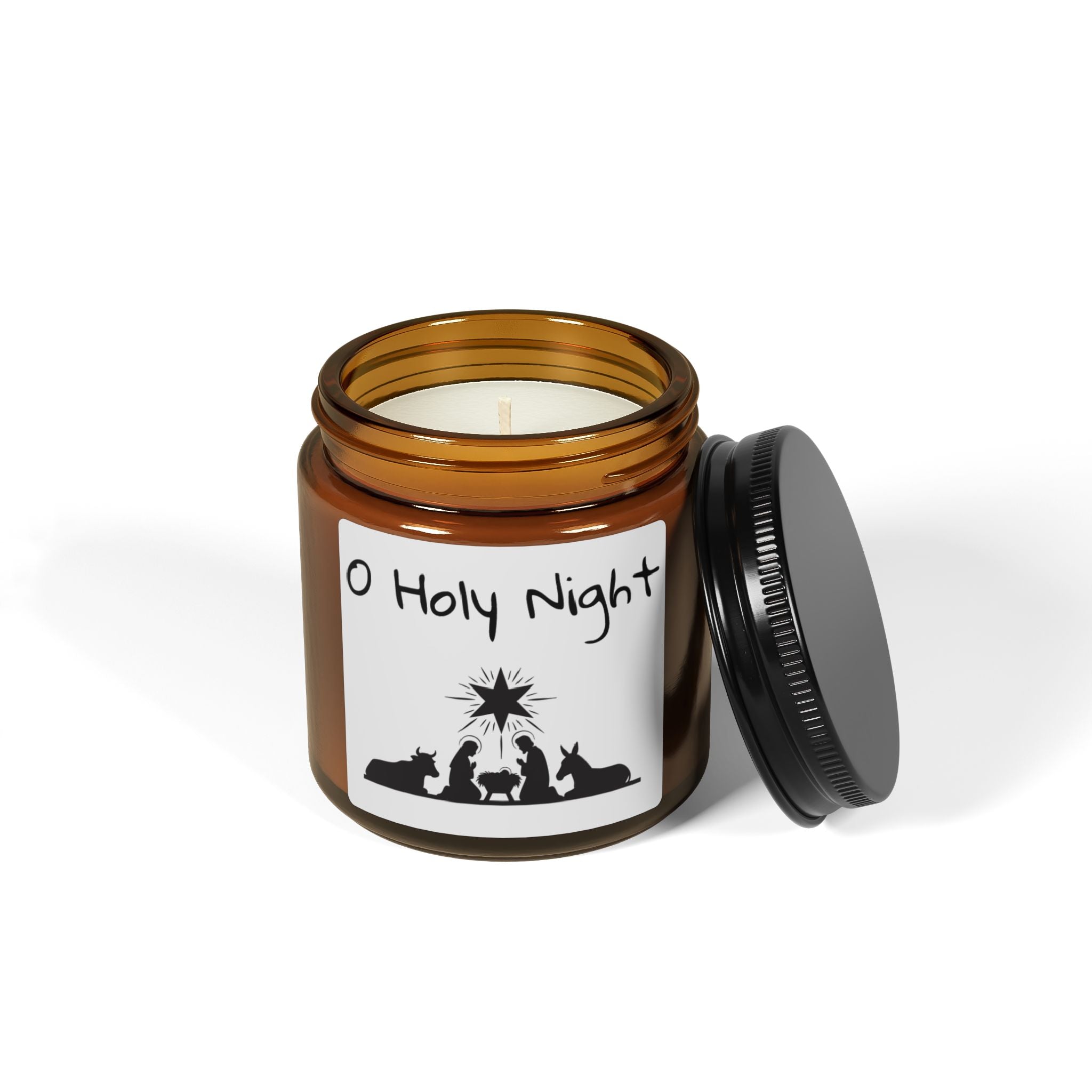 Christmas Warmth Scented Soy Candle (Multi-Size, Amber Jar) - O Holy Night