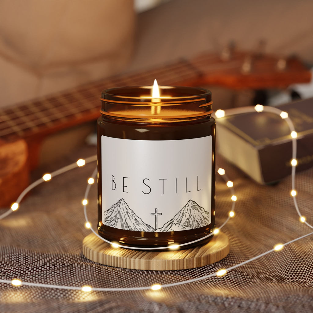 White Sage & Lavender Scented Soy Candle (Amber Jar) - Be Still