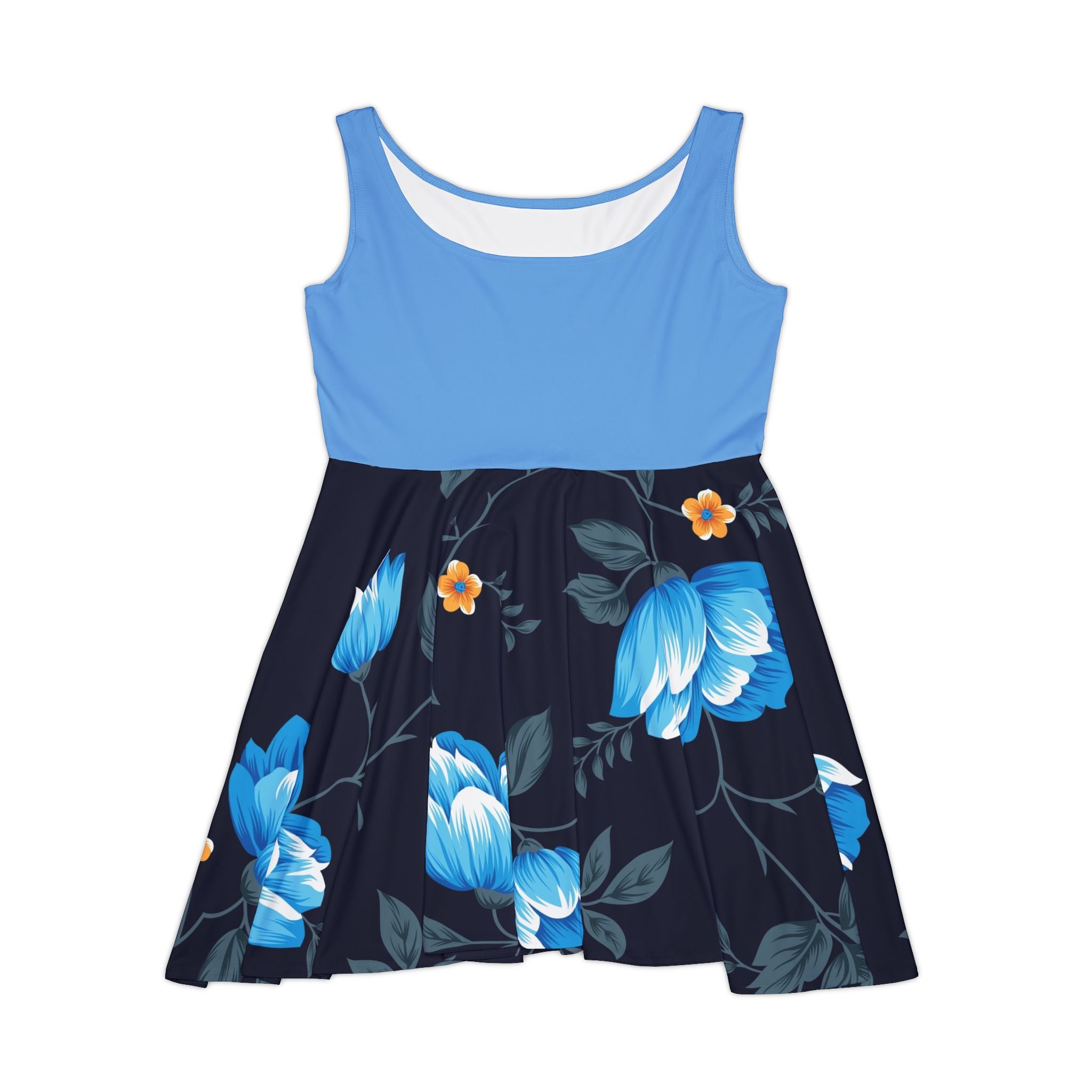 Women's Skater Dress - Blue Flowers
