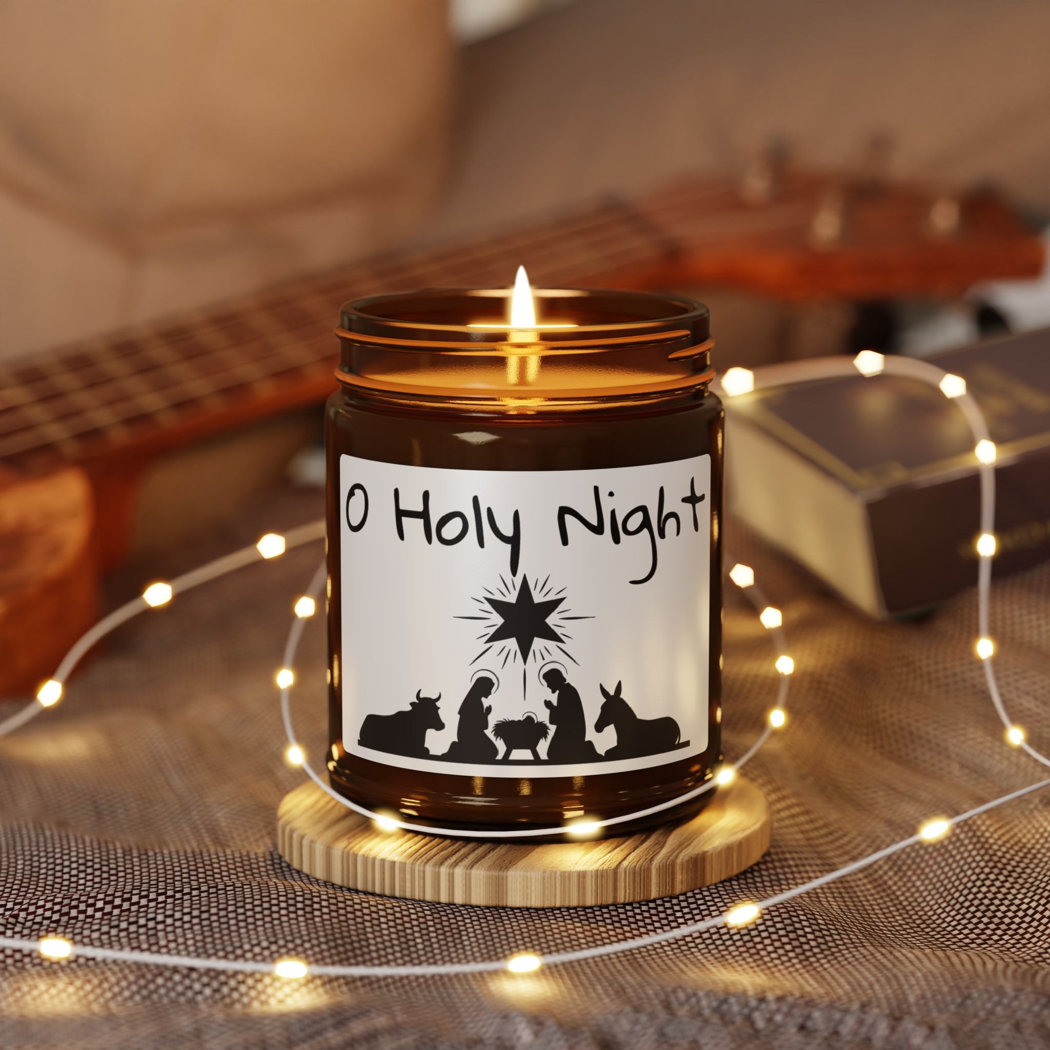 Christmas Warmth Scented Soy Candle (Multi-Size, Amber Jar) - O Holy Night