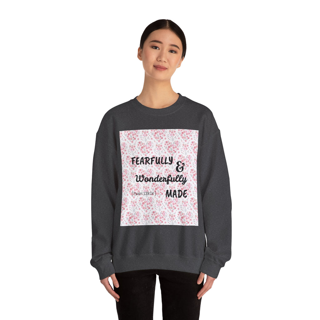 Heavy Blend™ Crewneck Sweatshirt - Fearfully & Wonderfully Made (Hearts)