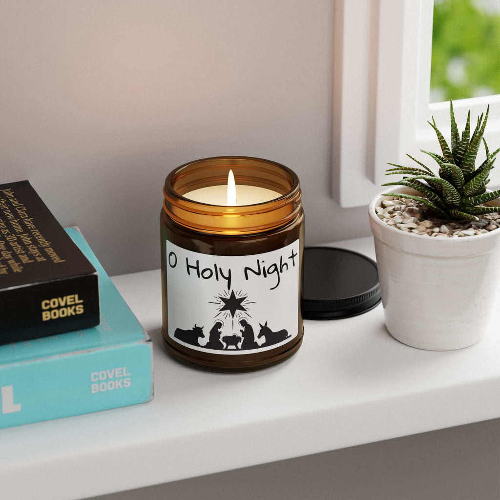 Christmas Warmth Scented Soy Candle (Multi-Size, Amber Jar) - O Holy Night