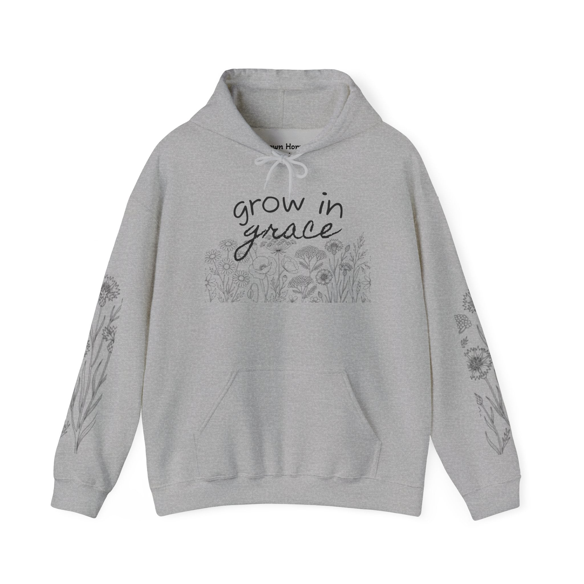 Grow In Grace Floral Hoodie — Inspirational Garden Graphic Sweatshirt