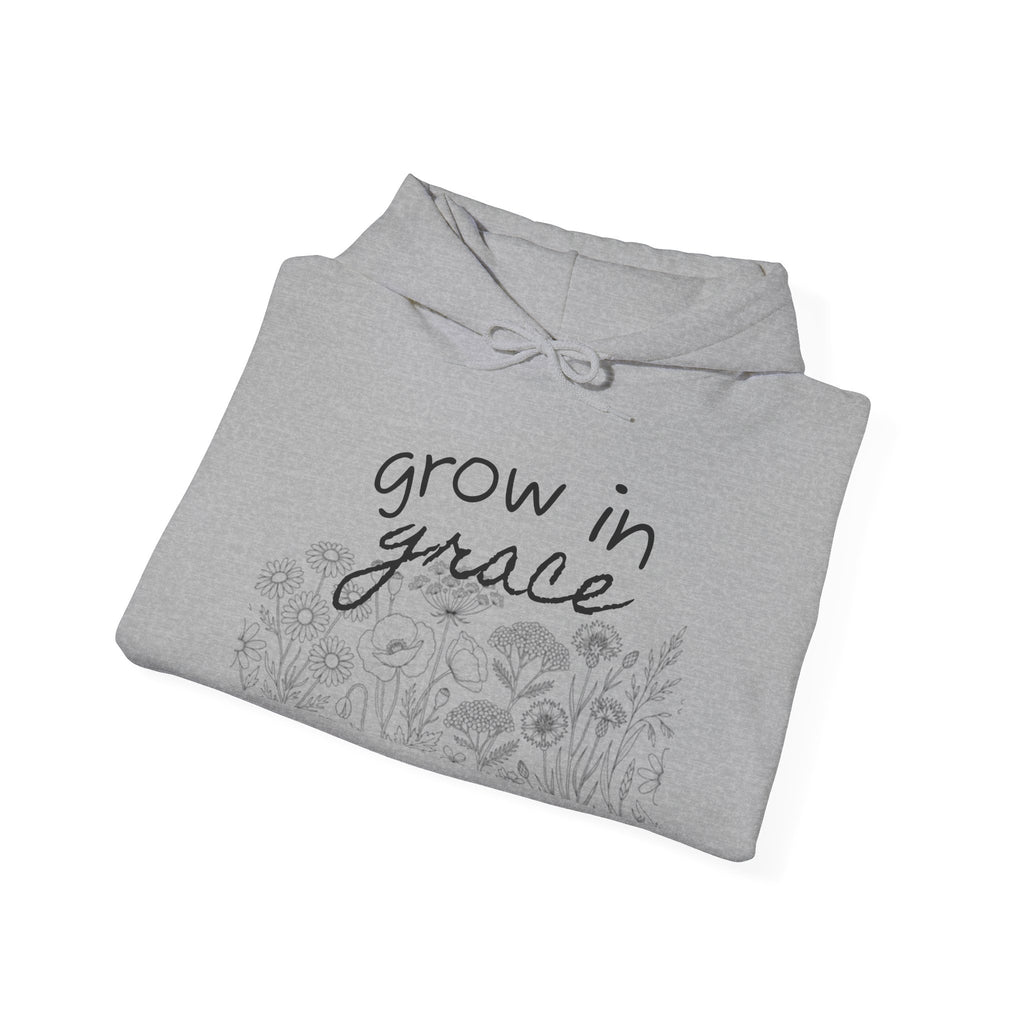 Grow In Grace Floral Hoodie — Inspirational Garden Graphic Sweatshirt