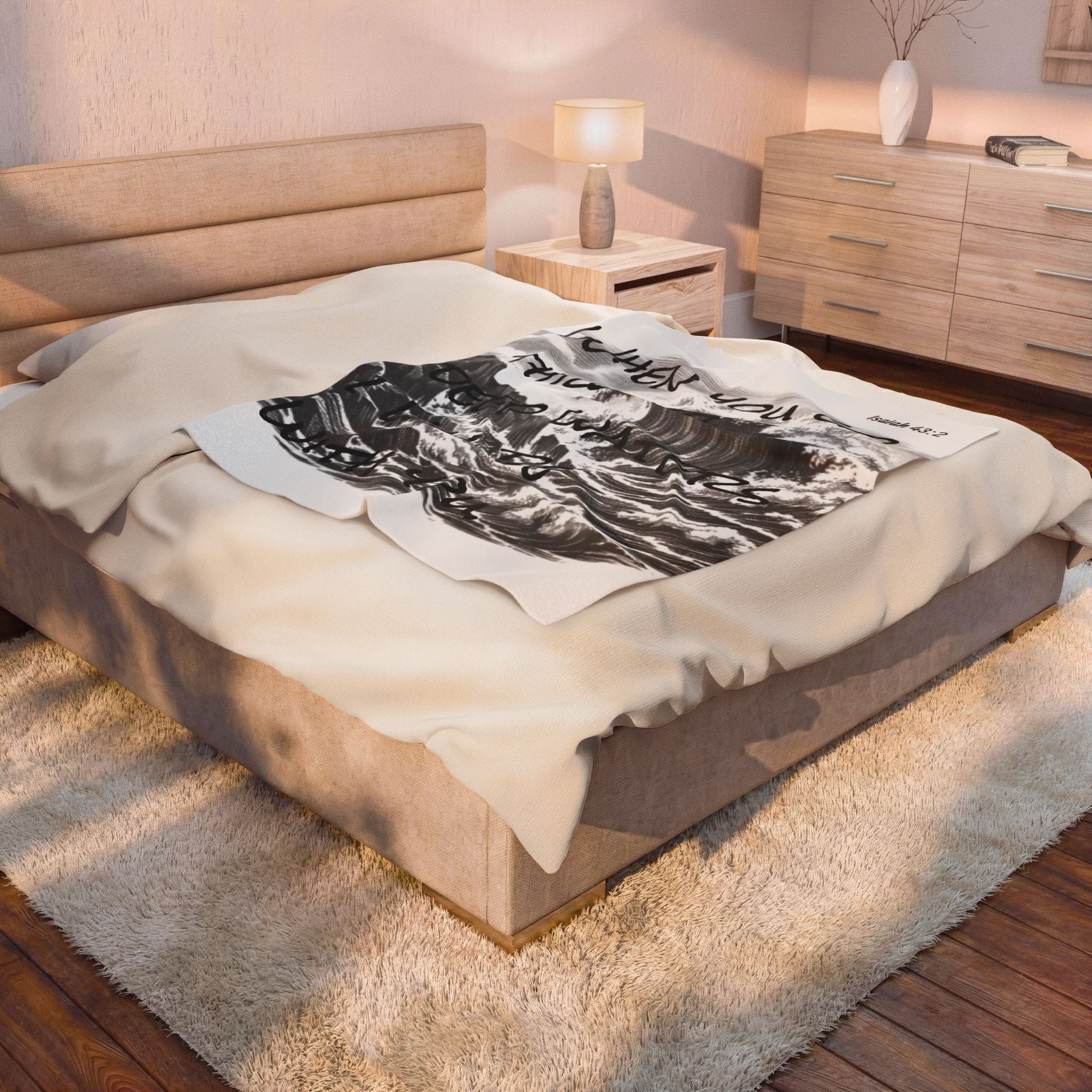 Velveteen Plush Blanket - When you go through deep waters