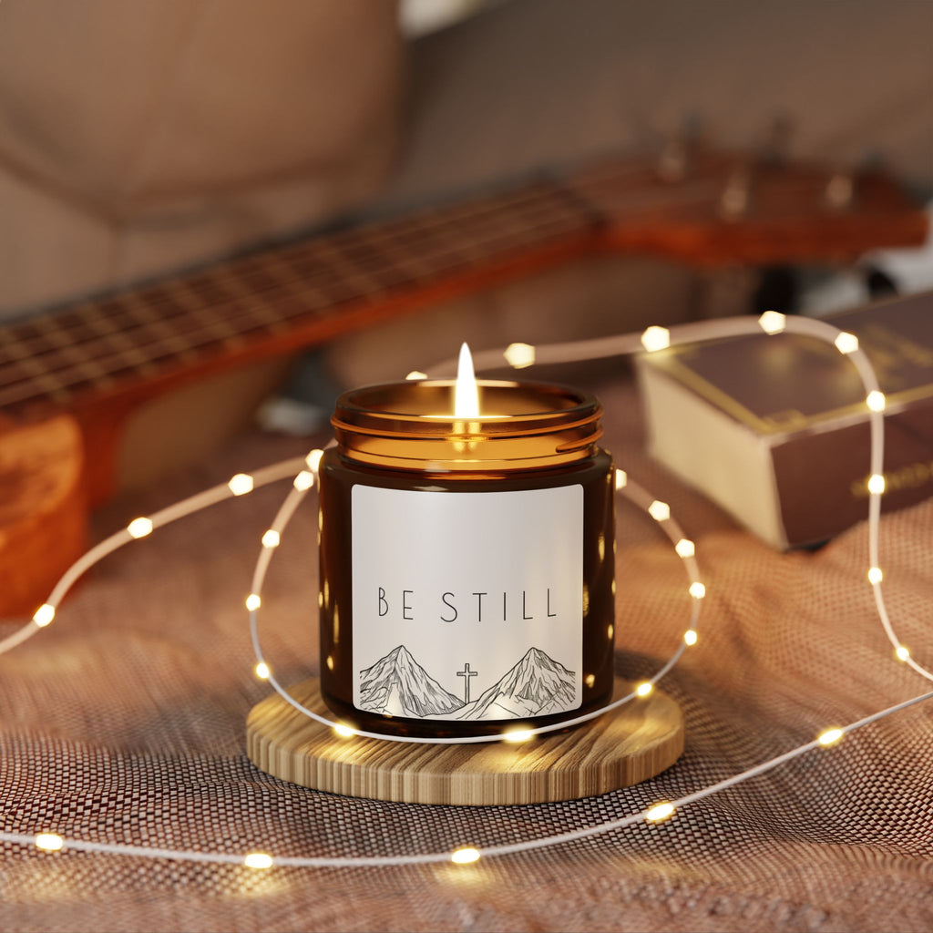 White Sage & Lavender Scented Soy Candle (Amber Jar) - Be Still