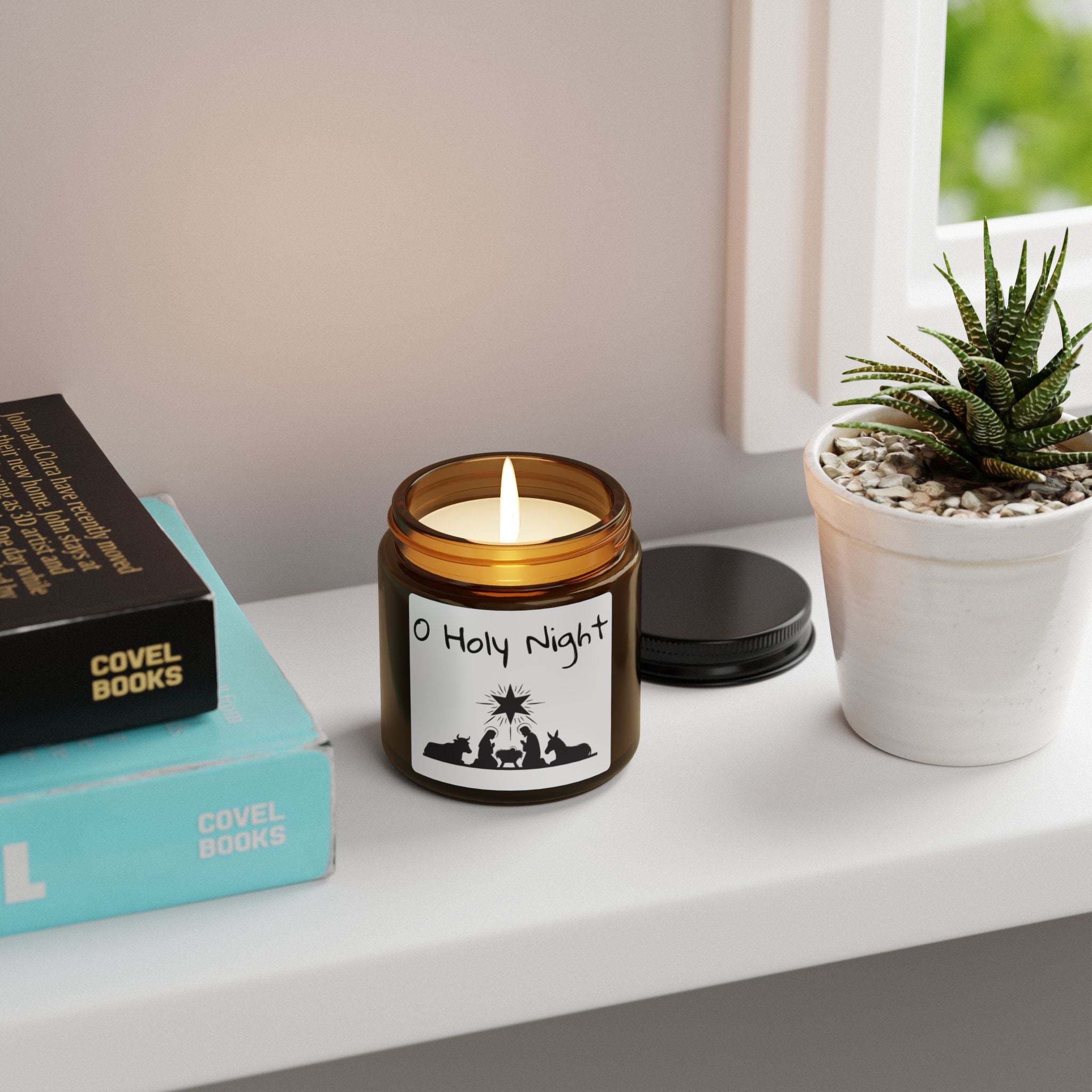 Christmas Warmth Scented Soy Candle (Multi-Size, Amber Jar) - O Holy Night