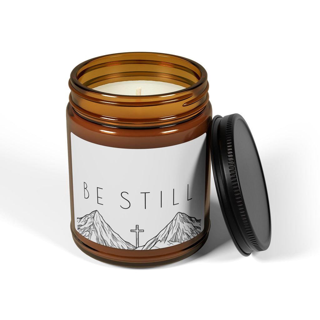 White Sage & Lavender Scented Soy Candle (Amber Jar) - Be Still