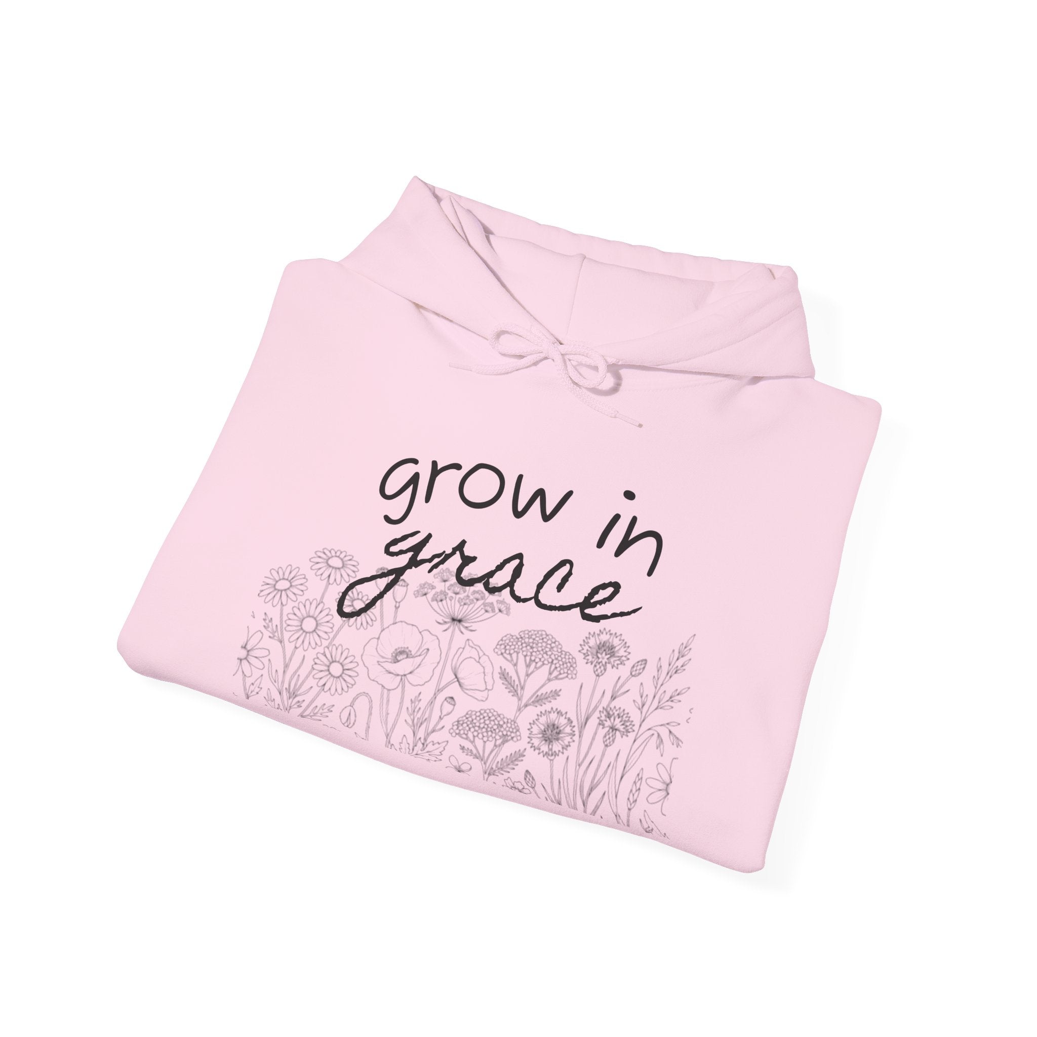 Grow In Grace Floral Hoodie — Inspirational Garden Graphic Sweatshirt