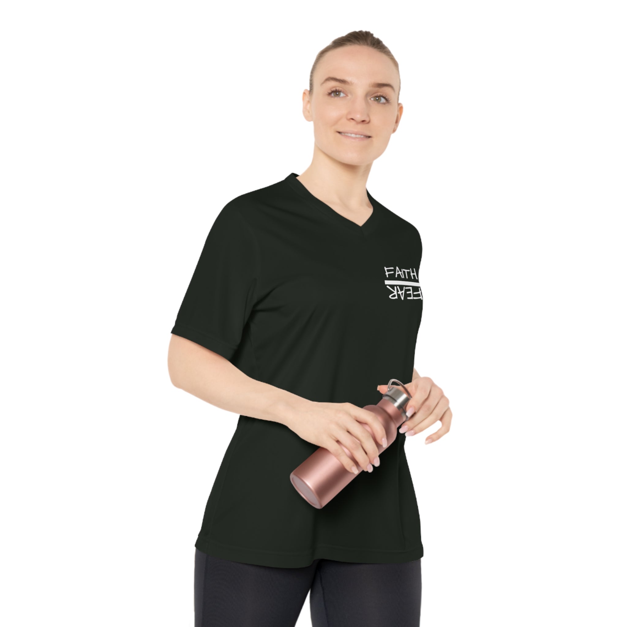 Women's Performance V-Neck T-Shirt - Faith Over Fear