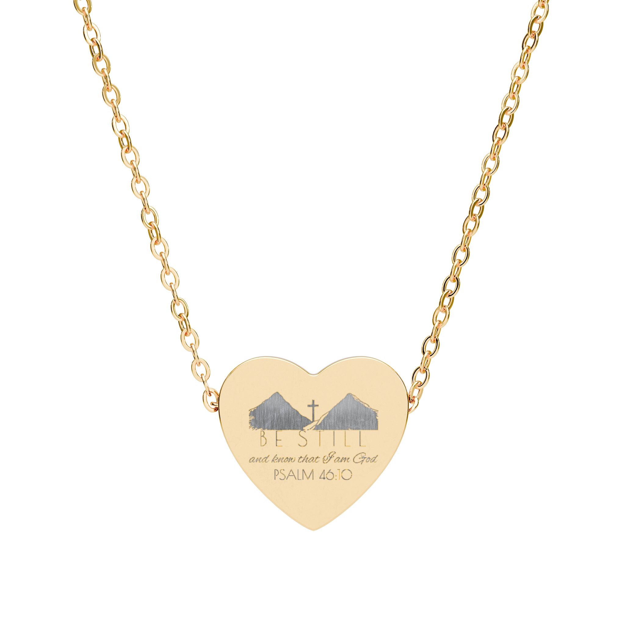 Heart Necklace (Engraving) - Be Still & Know