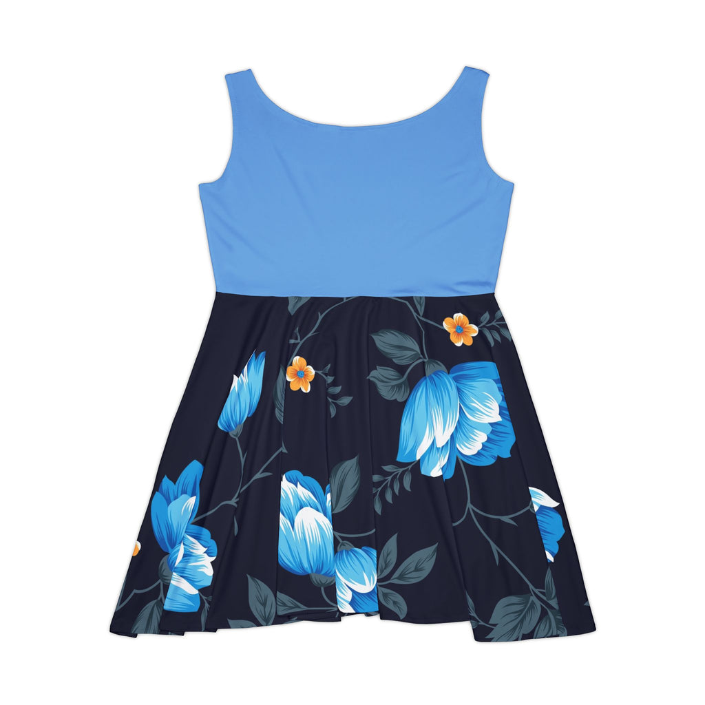 Women's Skater Dress - Blue Flowers