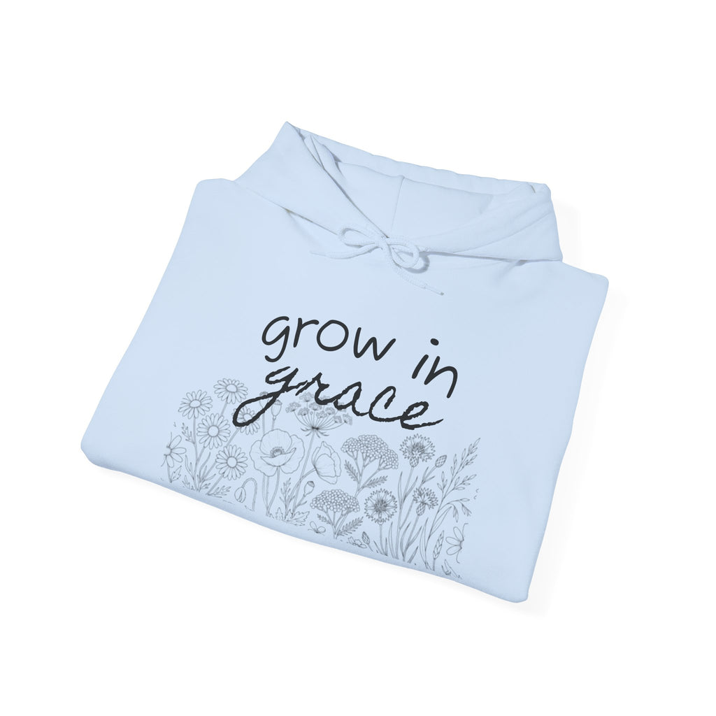 Grow In Grace Floral Hoodie — Inspirational Garden Graphic Sweatshirt