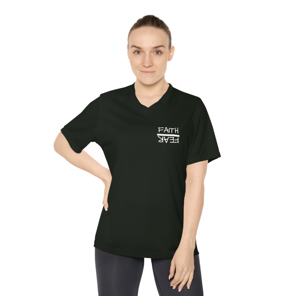 Women's Performance V-Neck T-Shirt - Faith Over Fear
