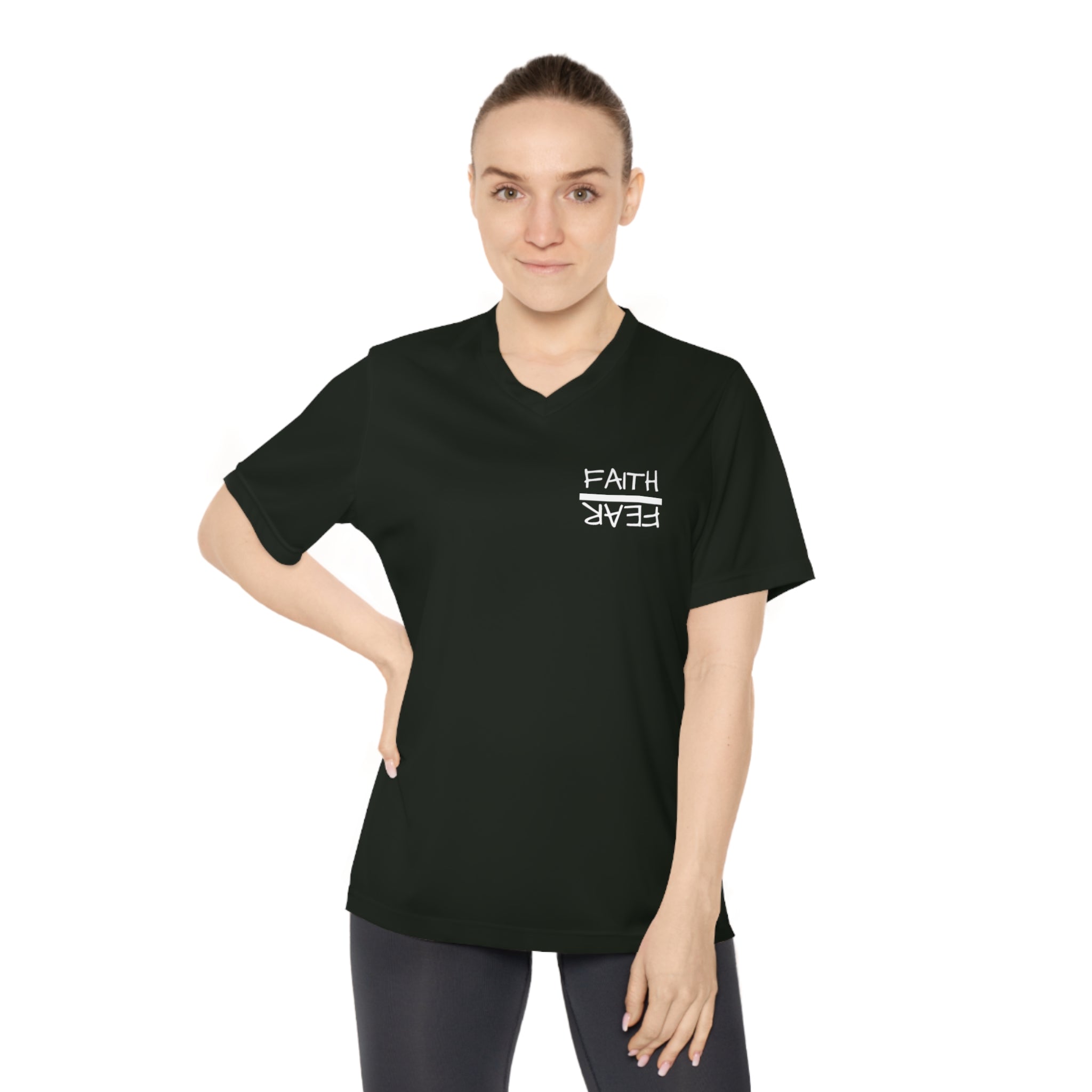 Women's Performance V-Neck T-Shirt - Faith Over Fear