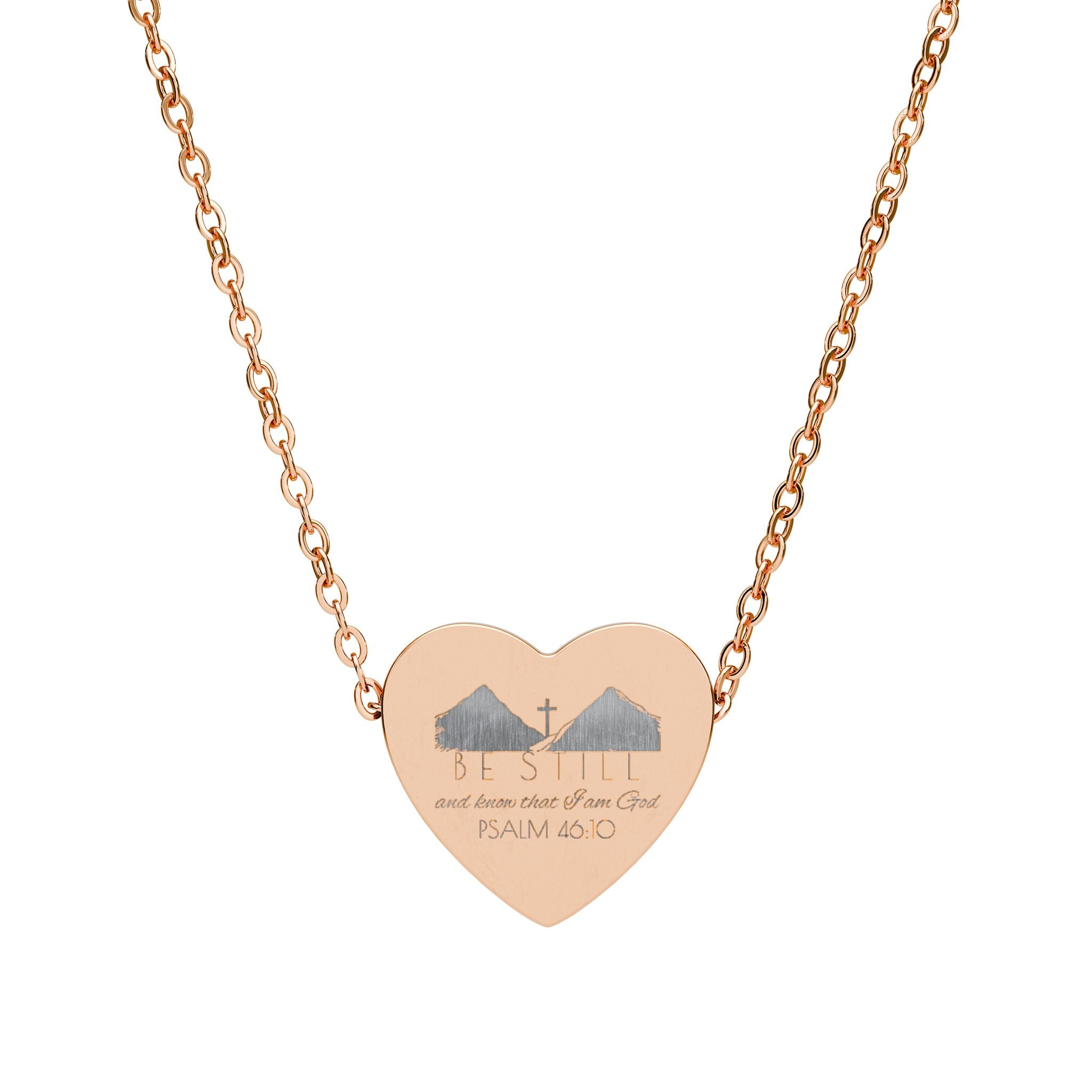 Heart Necklace (Engraving) - Be Still & Know