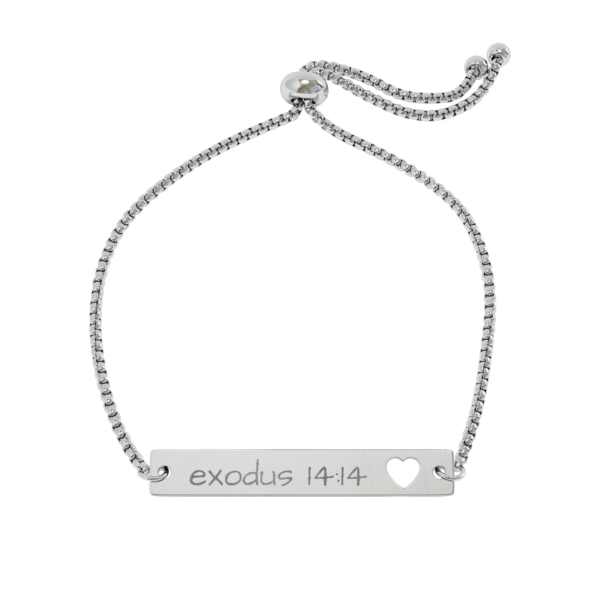 Adjustable Flat Cutout Heart Bar Bracelet - Exodus 14:14