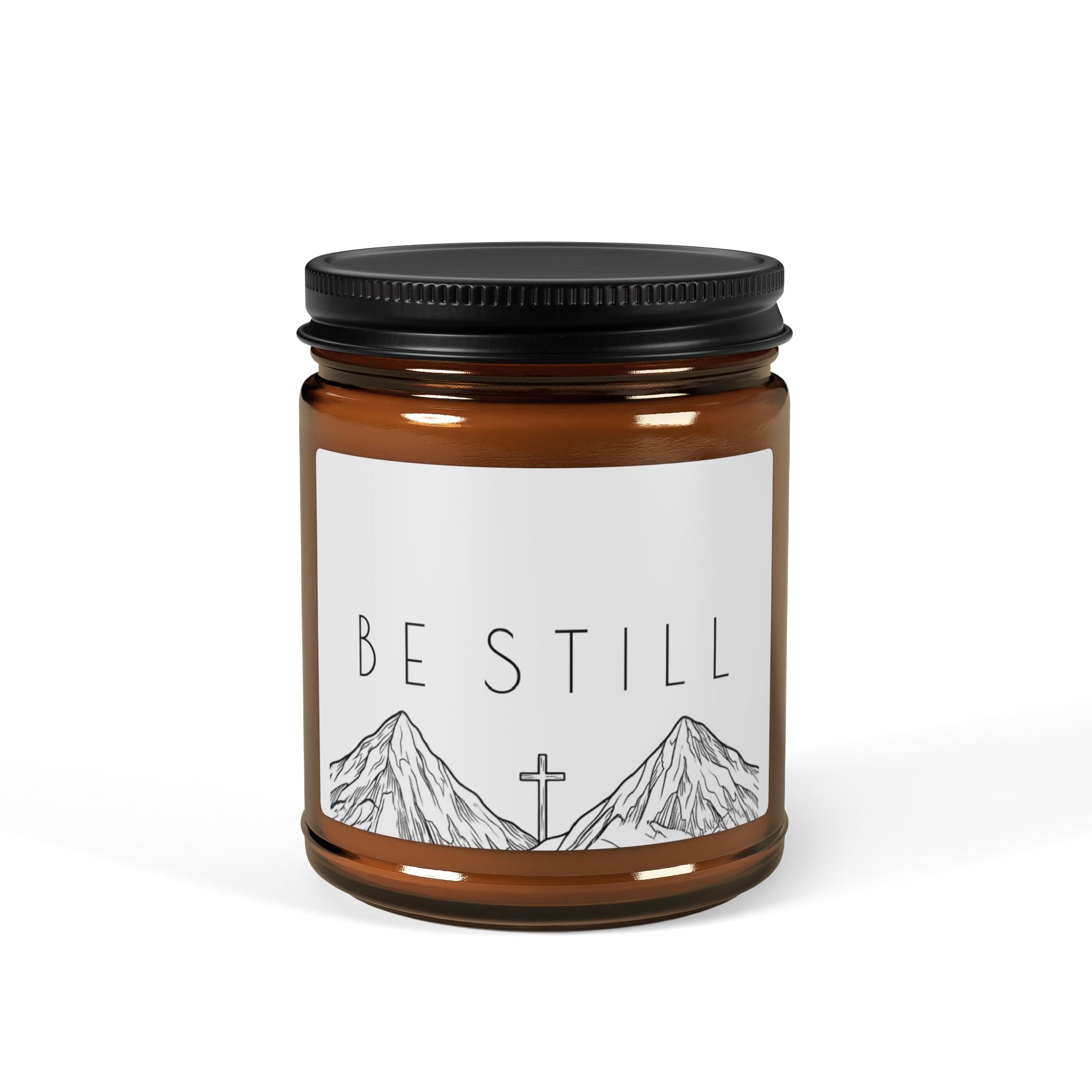 White Sage & Lavender Scented Soy Candle (Amber Jar) - Be Still