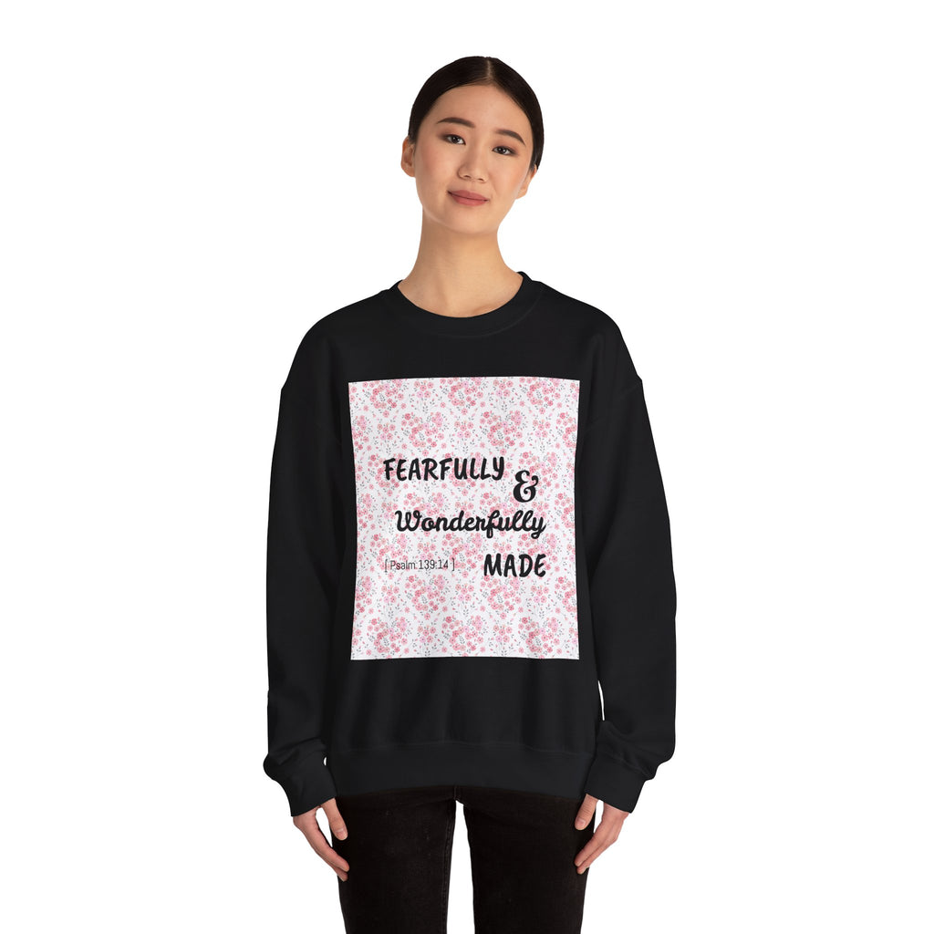 Heavy Blend™ Crewneck Sweatshirt - Fearfully & Wonderfully Made (Hearts)