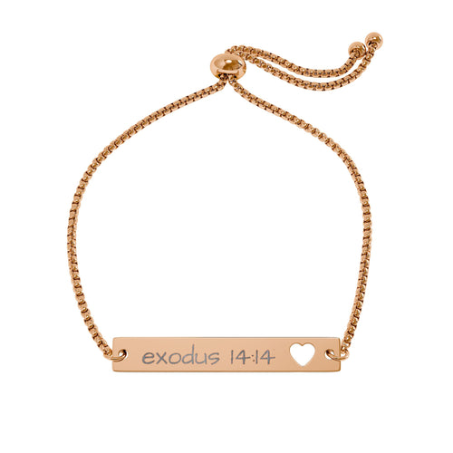 Adjustable Flat Cutout Heart Bar Bracelet - Exodus 14:14