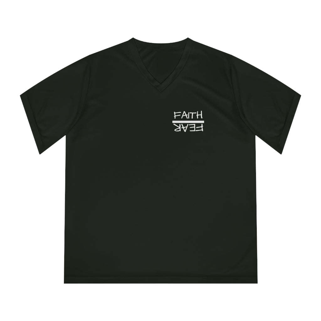 Women's Performance V-Neck T-Shirt - Faith Over Fear