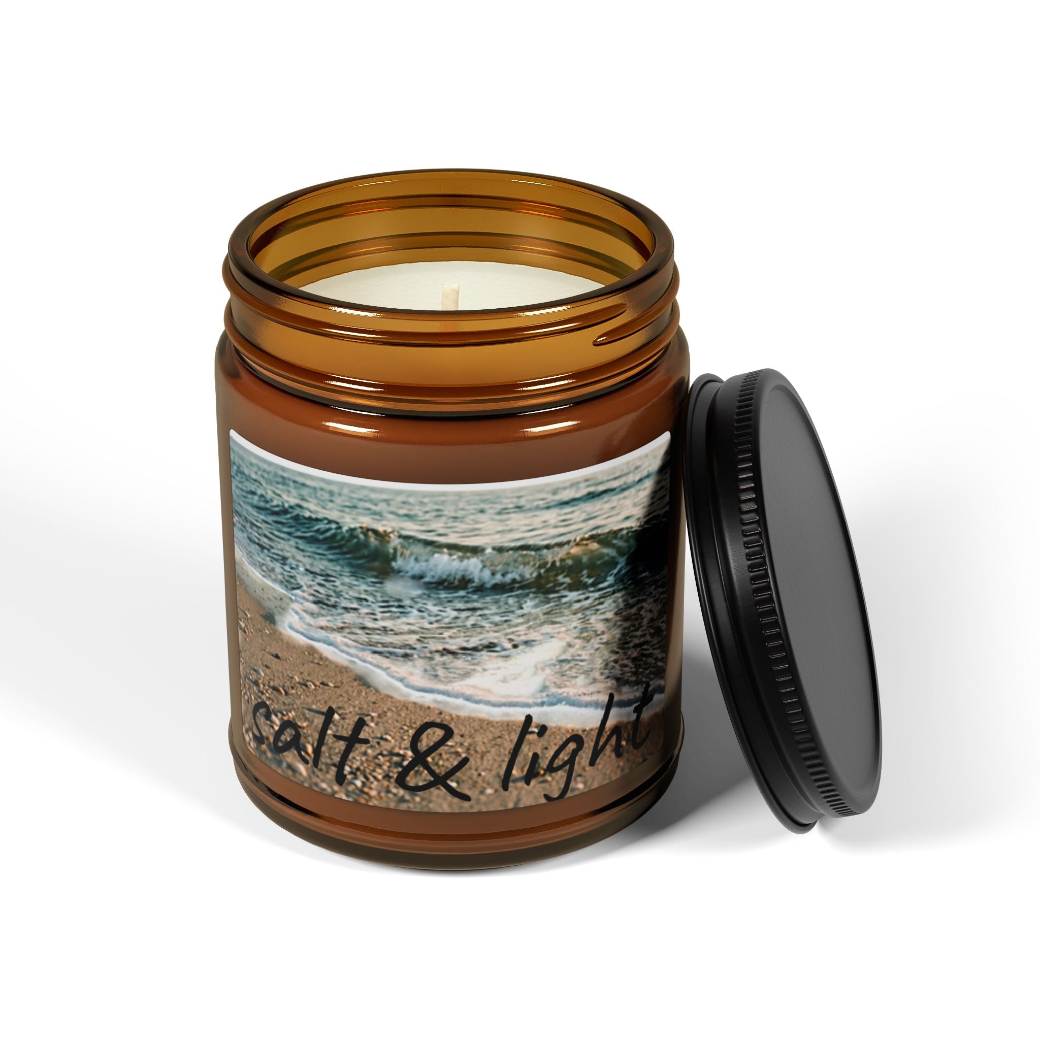 Ocean Scented Soy Candle (Multi-Size, Amber Jar) - Salt & Light