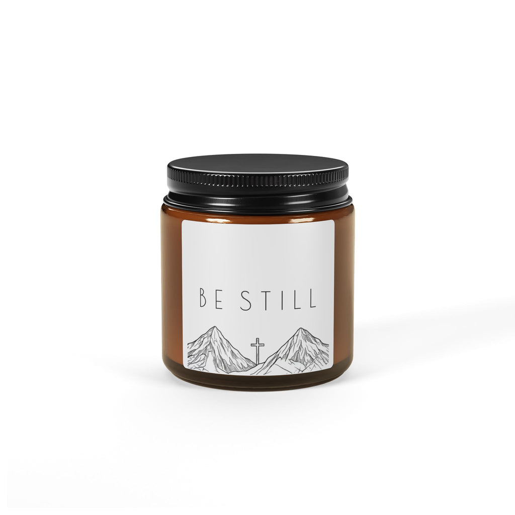 White Sage & Lavender Scented Soy Candle (Amber Jar) - Be Still