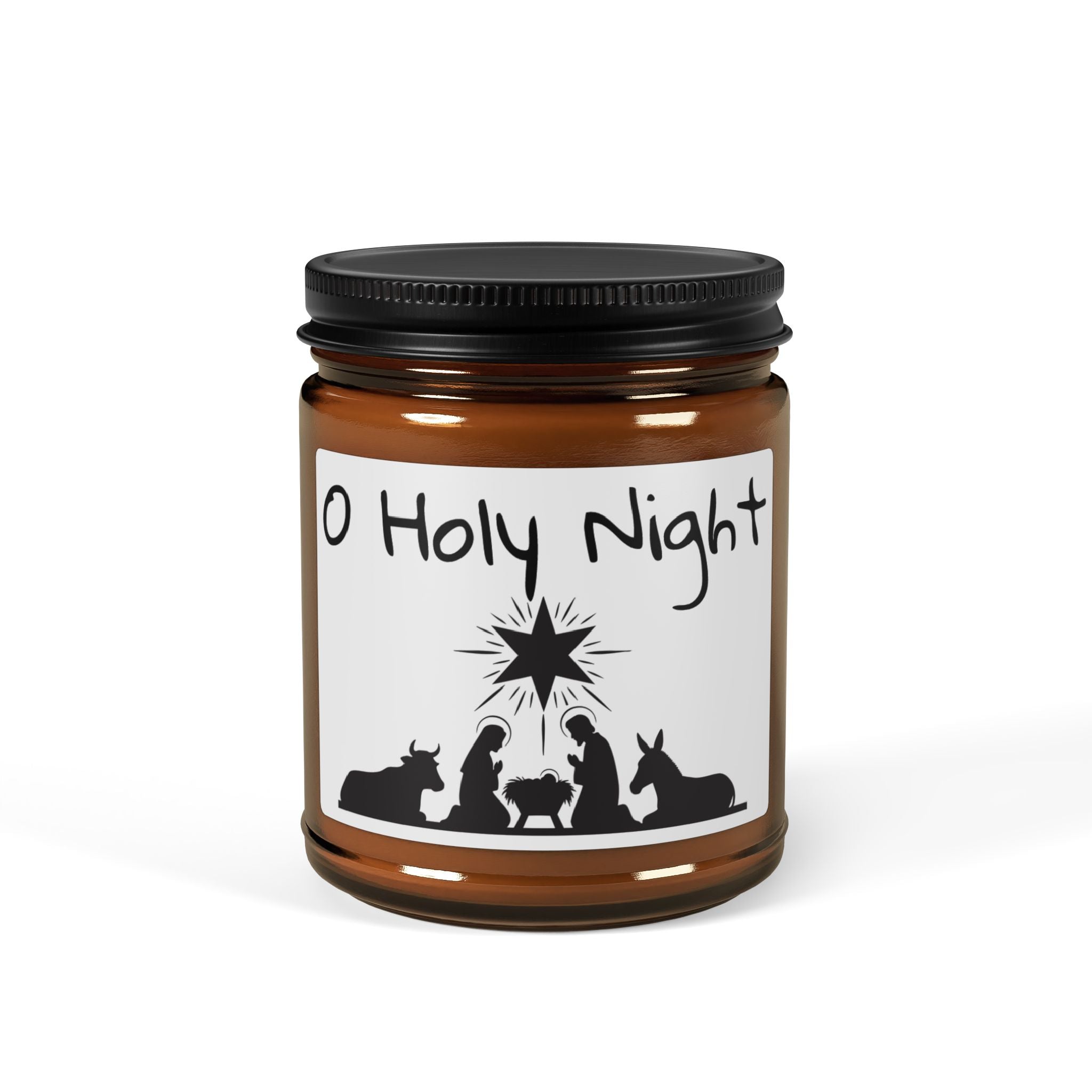 Christmas Warmth Scented Soy Candle (Multi-Size, Amber Jar) - O Holy Night