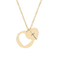 Heart Cutout Necklace - Engraved Cross