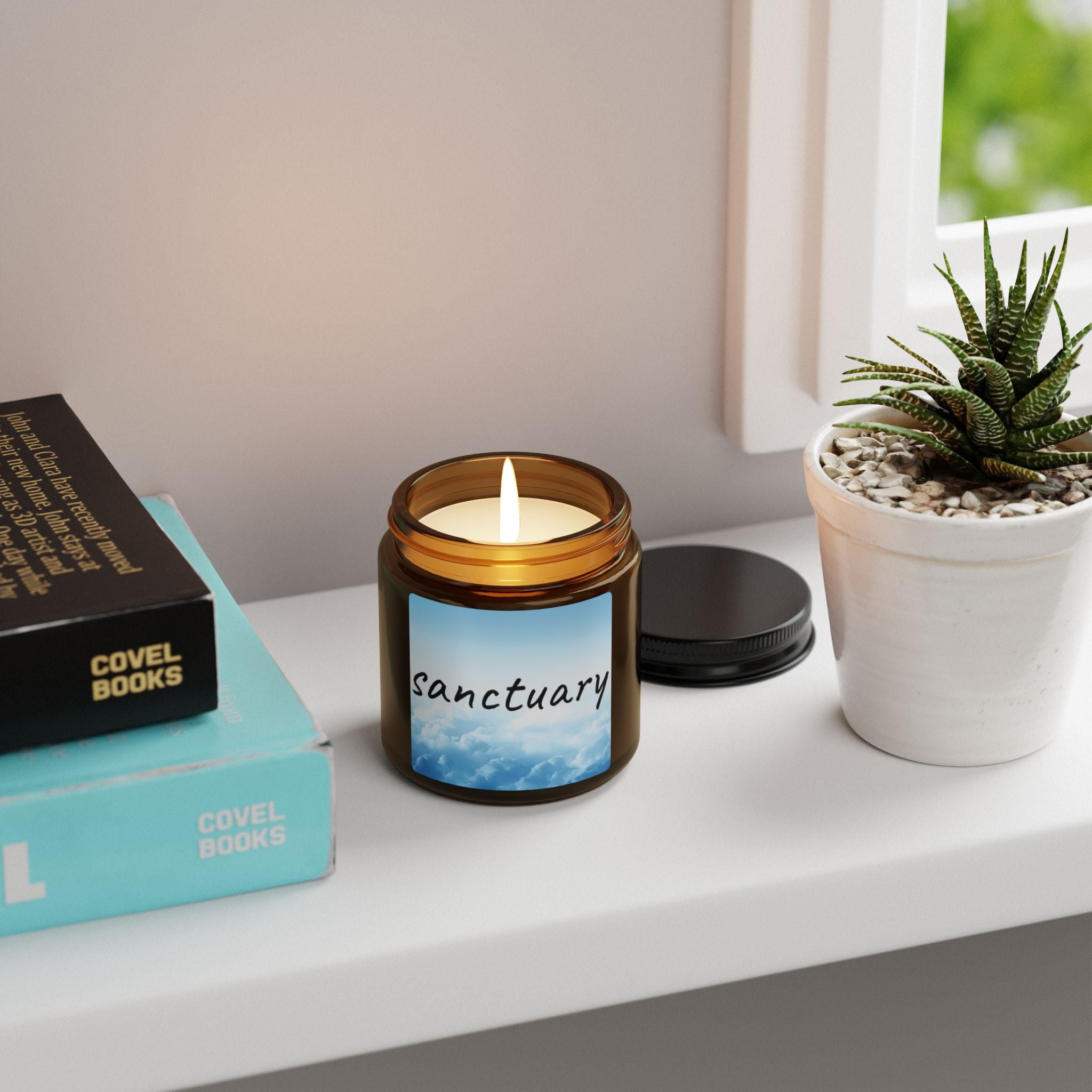 Clean Cotton Scented Soy Candle (Multi-Size, Amber Jar) - Sanctuary