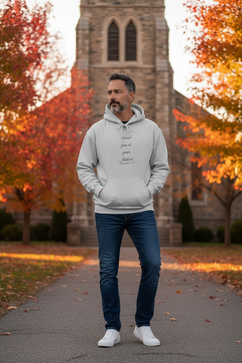 Inspirational Script Hoodie — "I Loved You At Your Darkest"