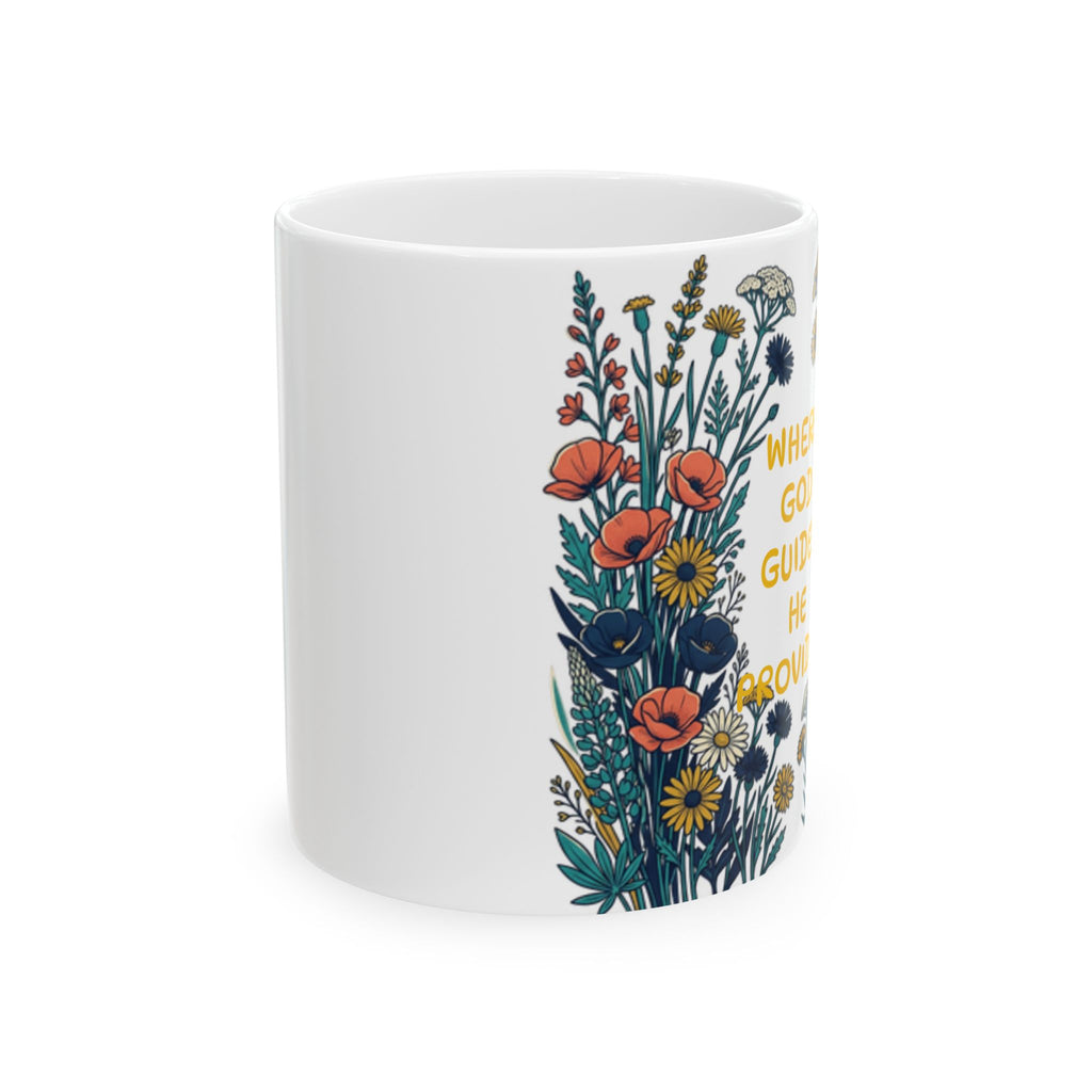 Ceramic Mug, (11oz) - Where God Guides He Provides