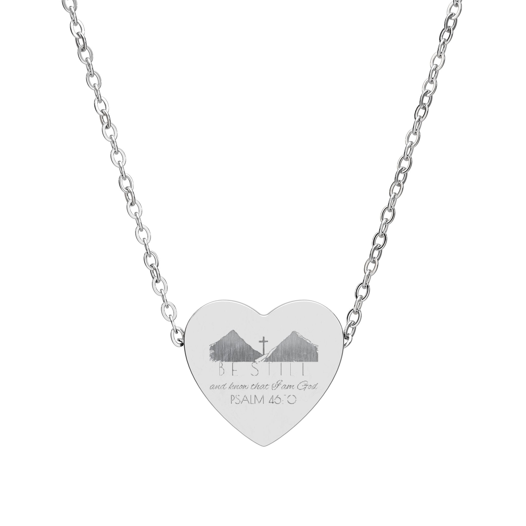 Heart Necklace (Engraving) - Be Still & Know