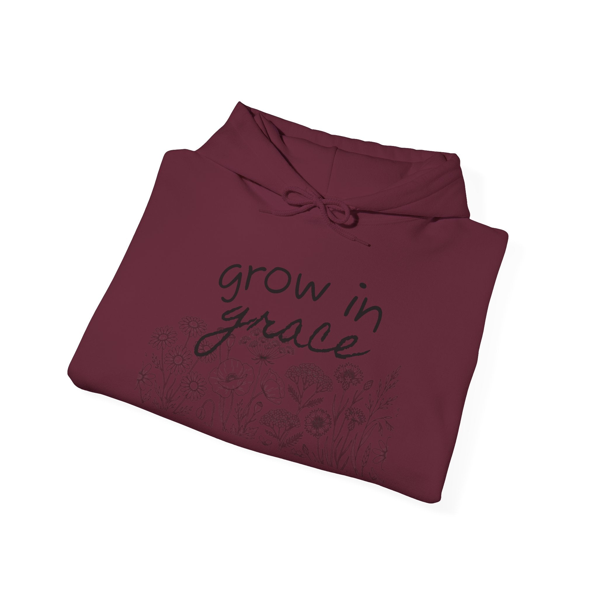 Grow In Grace Floral Hoodie — Inspirational Garden Graphic Sweatshirt