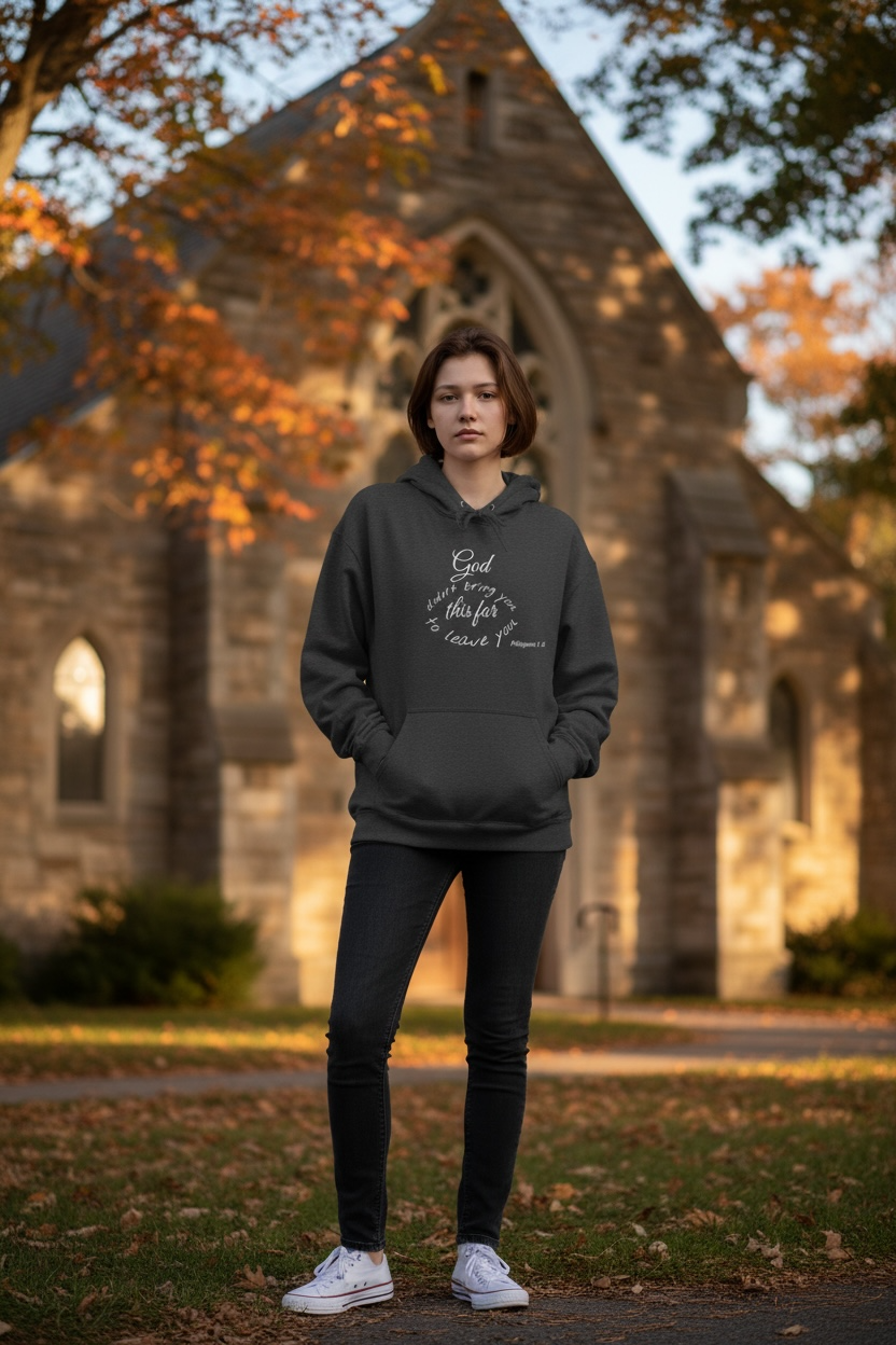 Faith Hoodie - "God Didn’t Bring You This Far to Leave You" Inspirational Christian Sweatshirt