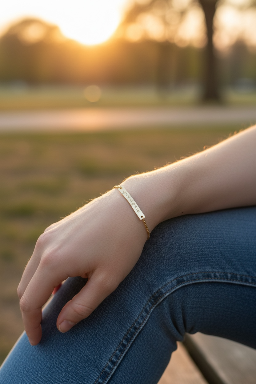Adjustable Flat Bar Bracelet (Engraving) - Grow in Grace