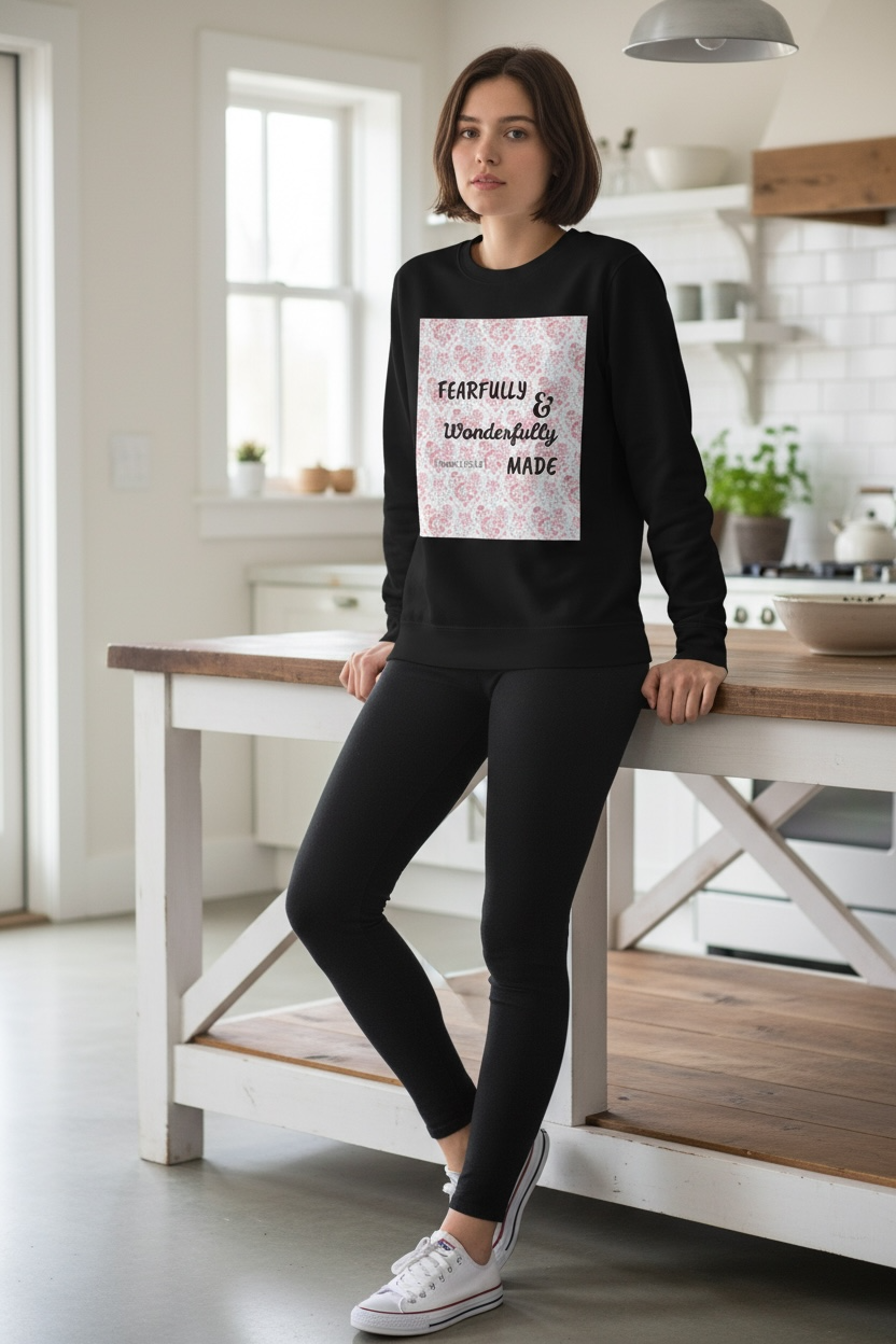 Heavy Blend™ Crewneck Sweatshirt - Fearfully & Wonderfully Made (Hearts)